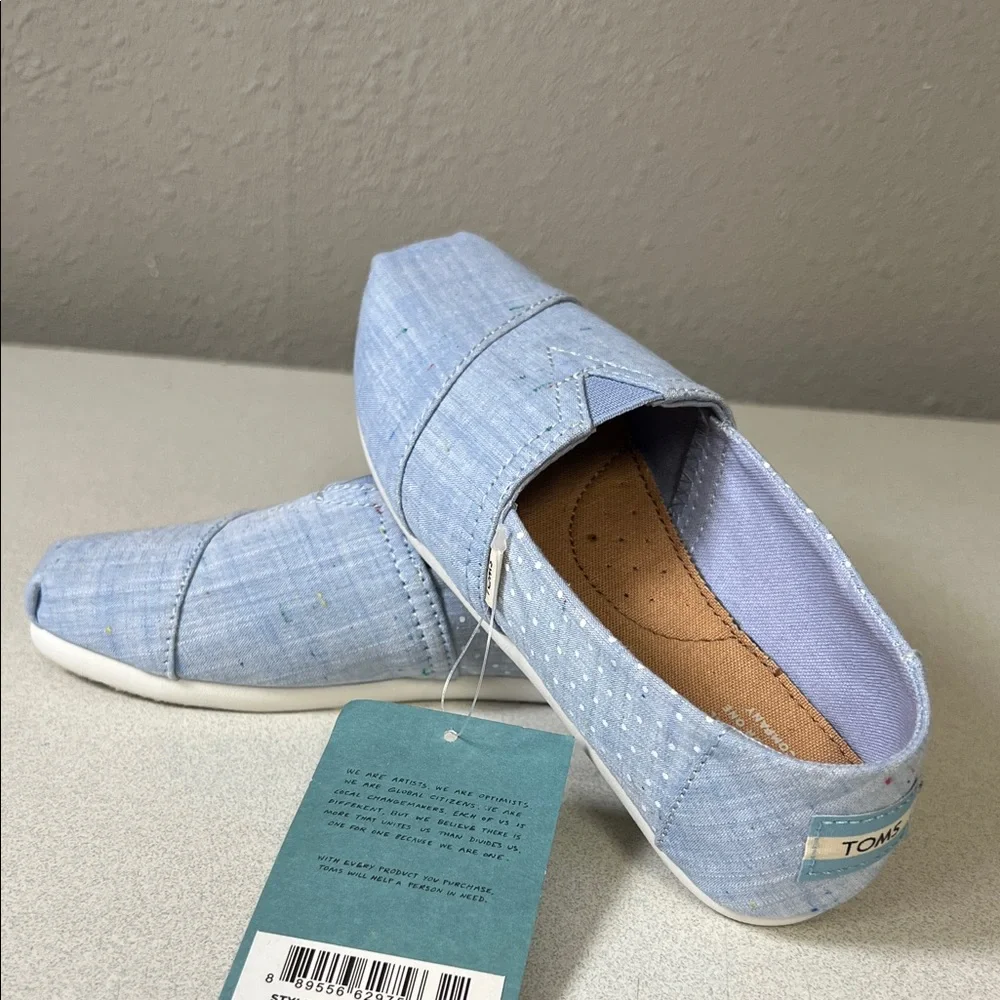 TOMS Light Blue Canvas Slip-On Loafers - Picture 6 of 10
